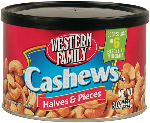 slide 1 of 1, Western Family Cashews Halves And Pieces, 8 oz
