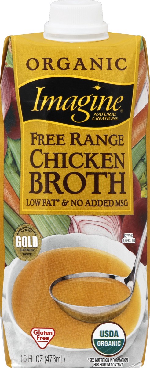 slide 5 of 6, Imagine Organic Free Range Chicken Broth, 16 fl oz