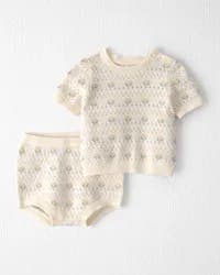 Baby Girl Organic Cotton Sweater Set in Honey Floral Print - 12M
