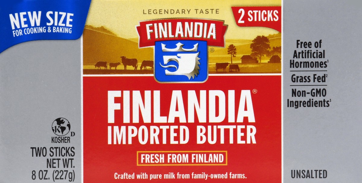 slide 2 of 4, Finlandia Unsalted Butter Sticks, 8 oz