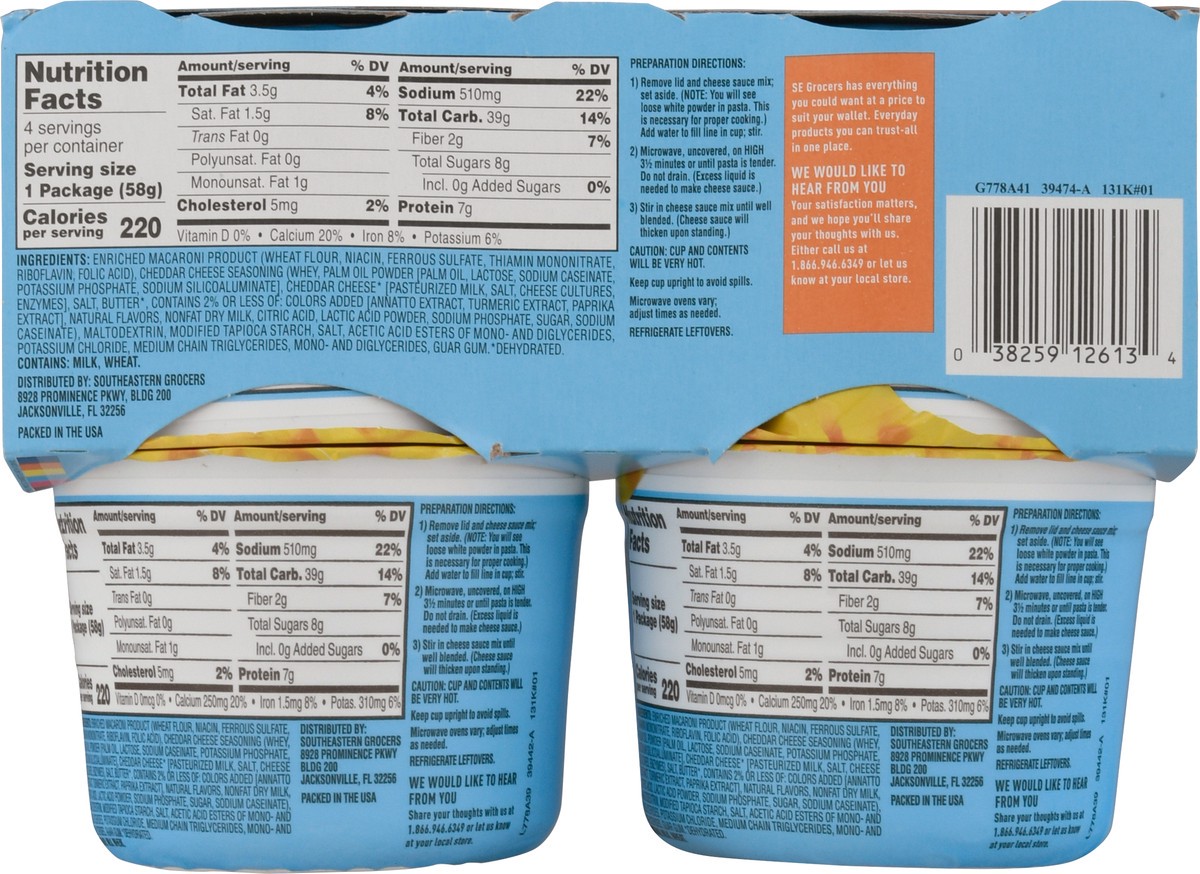 slide 14 of 14, SE Grocers Spdy Mac Chs Cup 4Pk, 2 oz