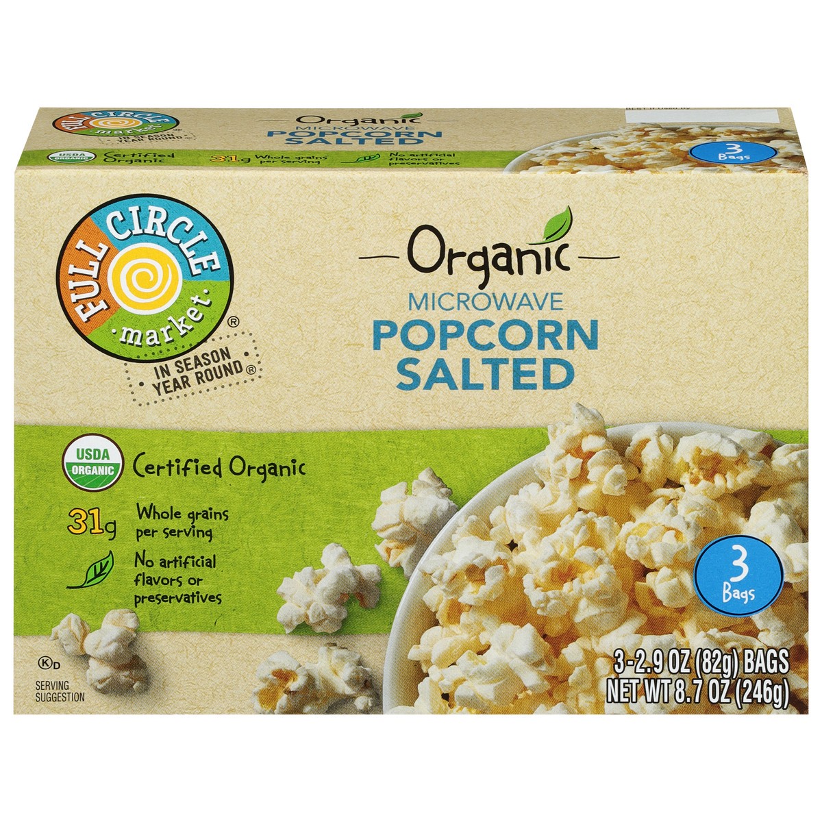 slide 1 of 9, Full Circle Market Microwave Salted Popcorn, 3 ct