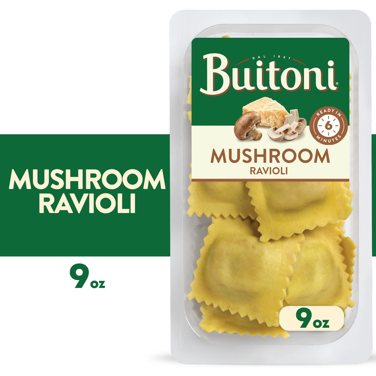 slide 1 of 6, Buitoni Mushroom Ravioli, Refrigerated Pasta, 9 oz