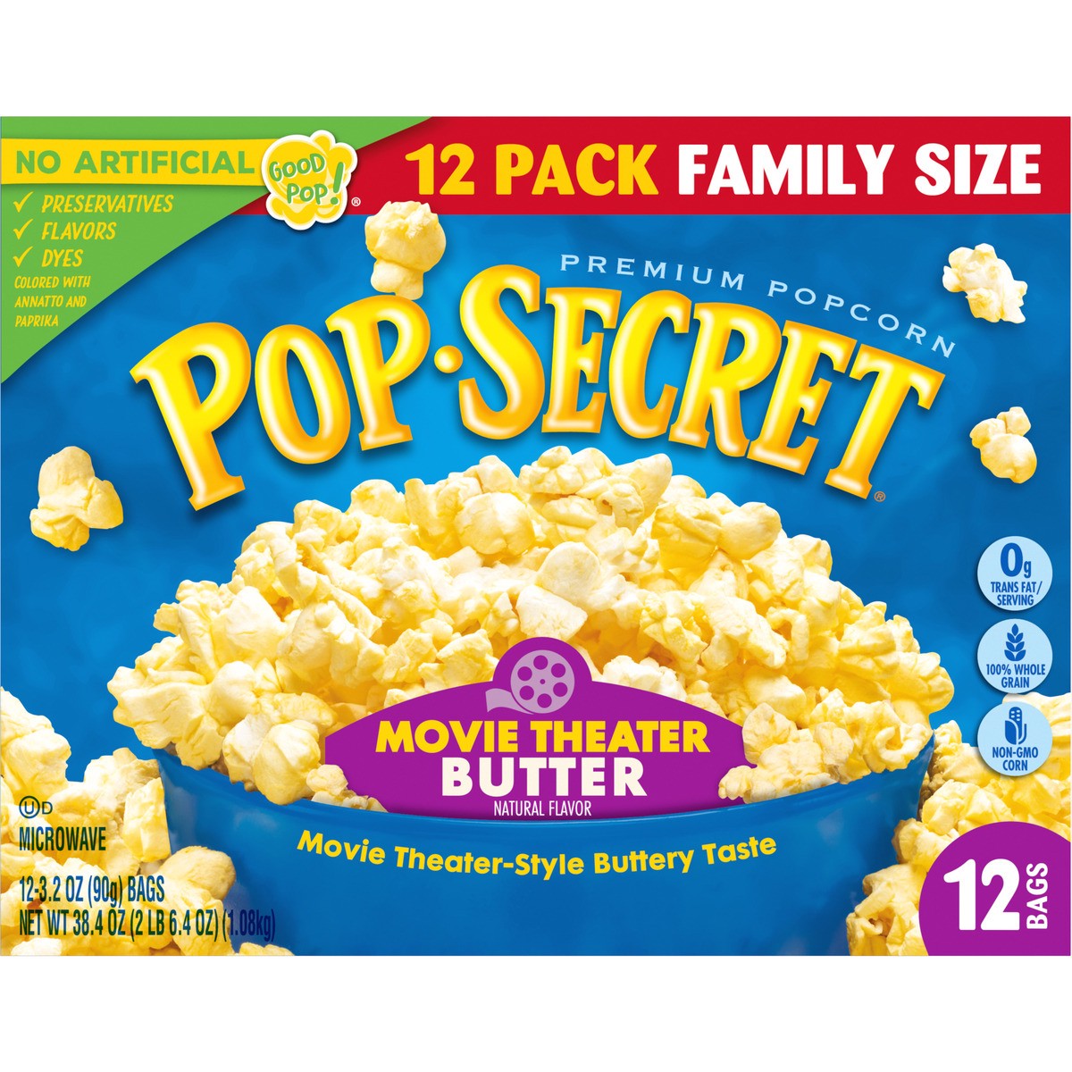 slide 5 of 9, Pop-Secret Microwave Popcorn, Movie Theater Butter, Flavor, 3 Oz Sharing Bags, 12 Ct, 38.4 oz