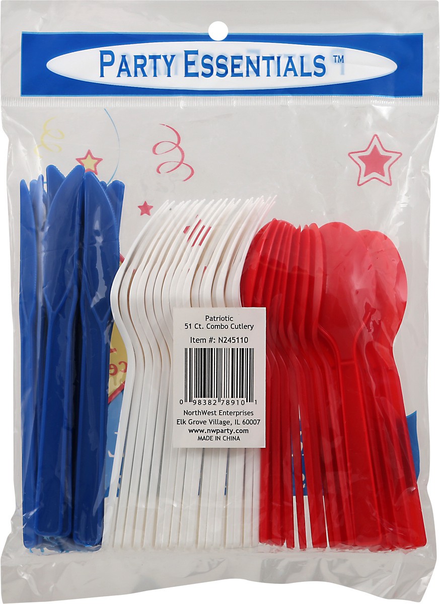 slide 5 of 6, Party Essentials Plastic Cutlery Red White Blue, 51 ct