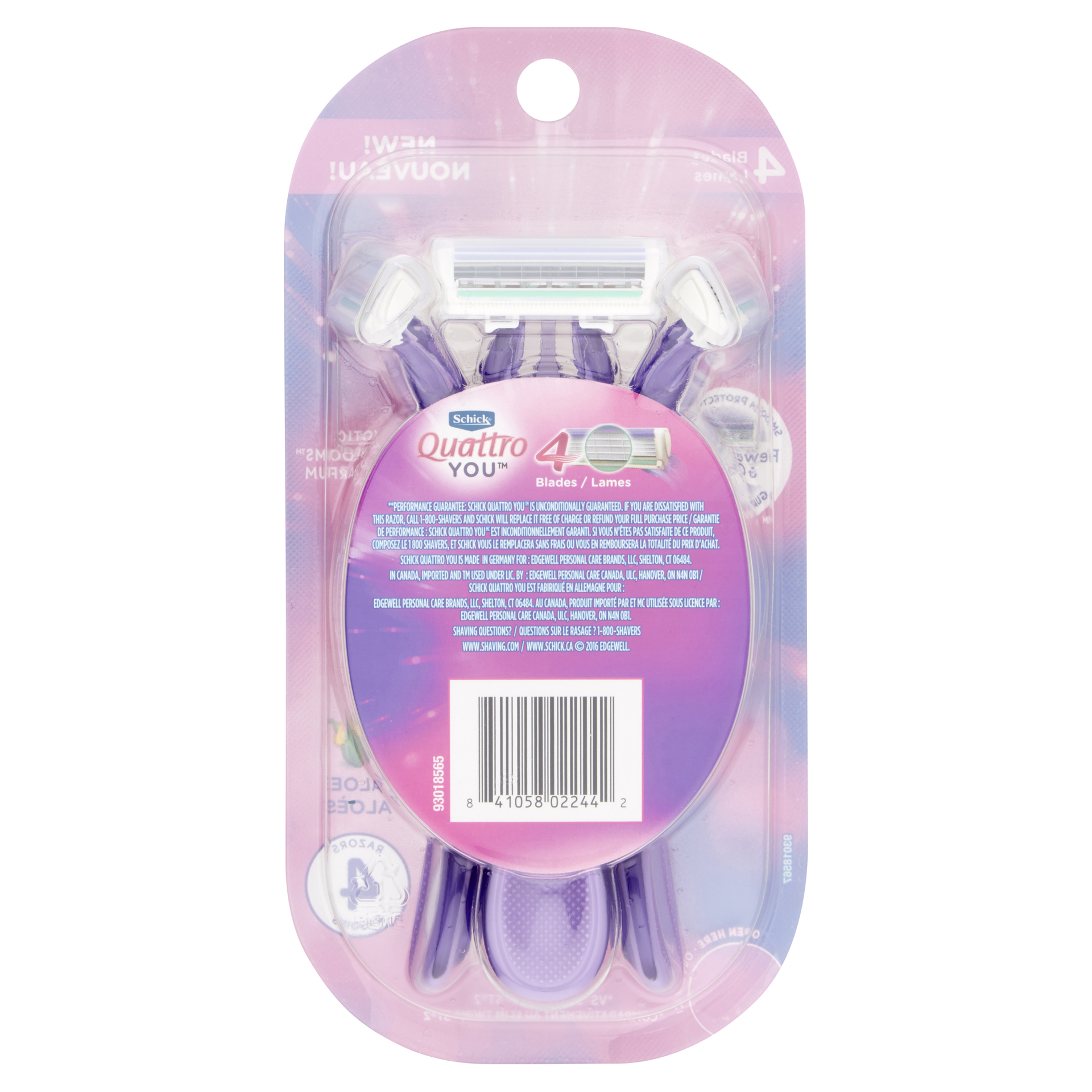 slide 3 of 3, Schick Quattro YOU Exotic Violet Blooms Disposable Razor for Women, 4 Count, 4 ct