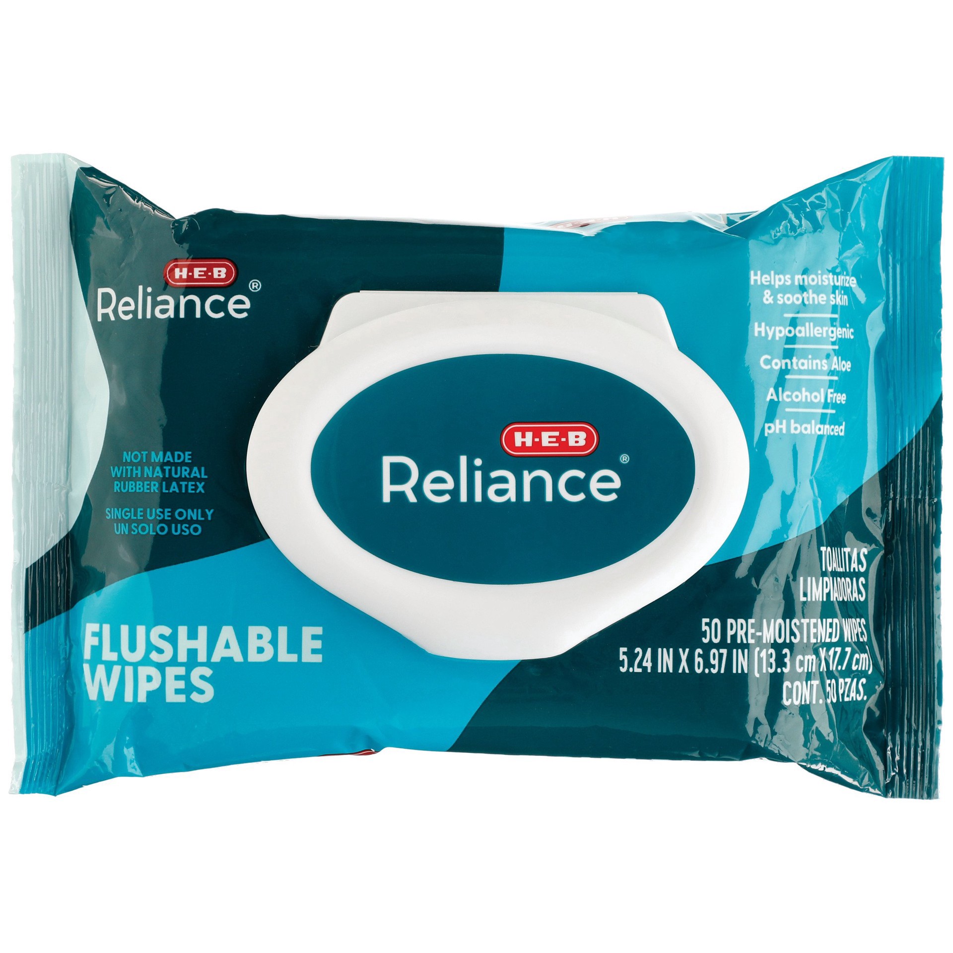 slide 1 of 1, H-E-B Reliance Flushable Wipes, 50 ct