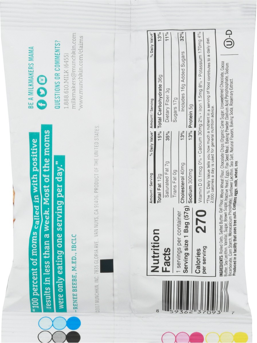 slide 8 of 9, Munchkin Milkmakers Oatmeal Chocolate Chip Lactation Cookie Bites 2 oz, 2 oz