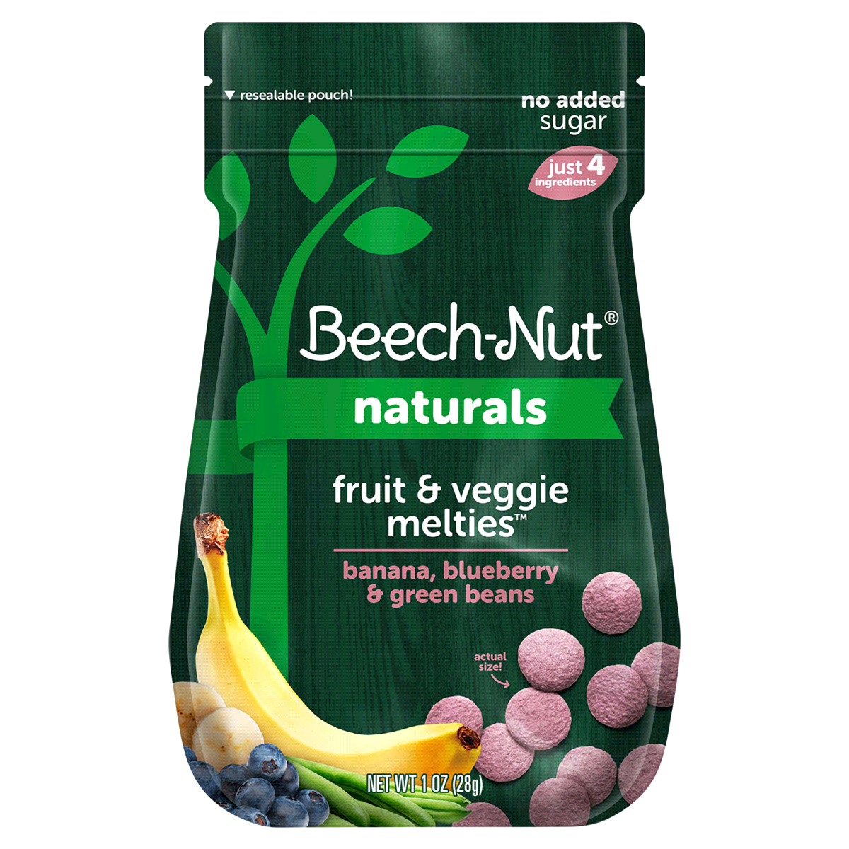 slide 1 of 9, Beech-Nut Melties Banana Blueberry & Green Bean Melts Baby & Toddler Snack, 1 oz Bag, 1 oz