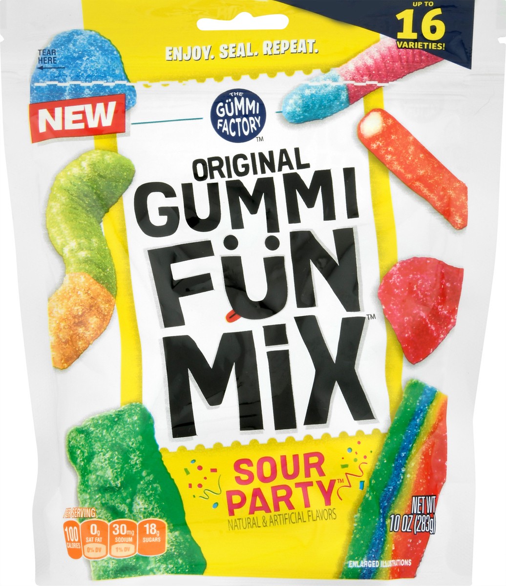 slide 9 of 9, The Gummi Factory Gummi Sour Gummi Candy Party Mix, 10 oz