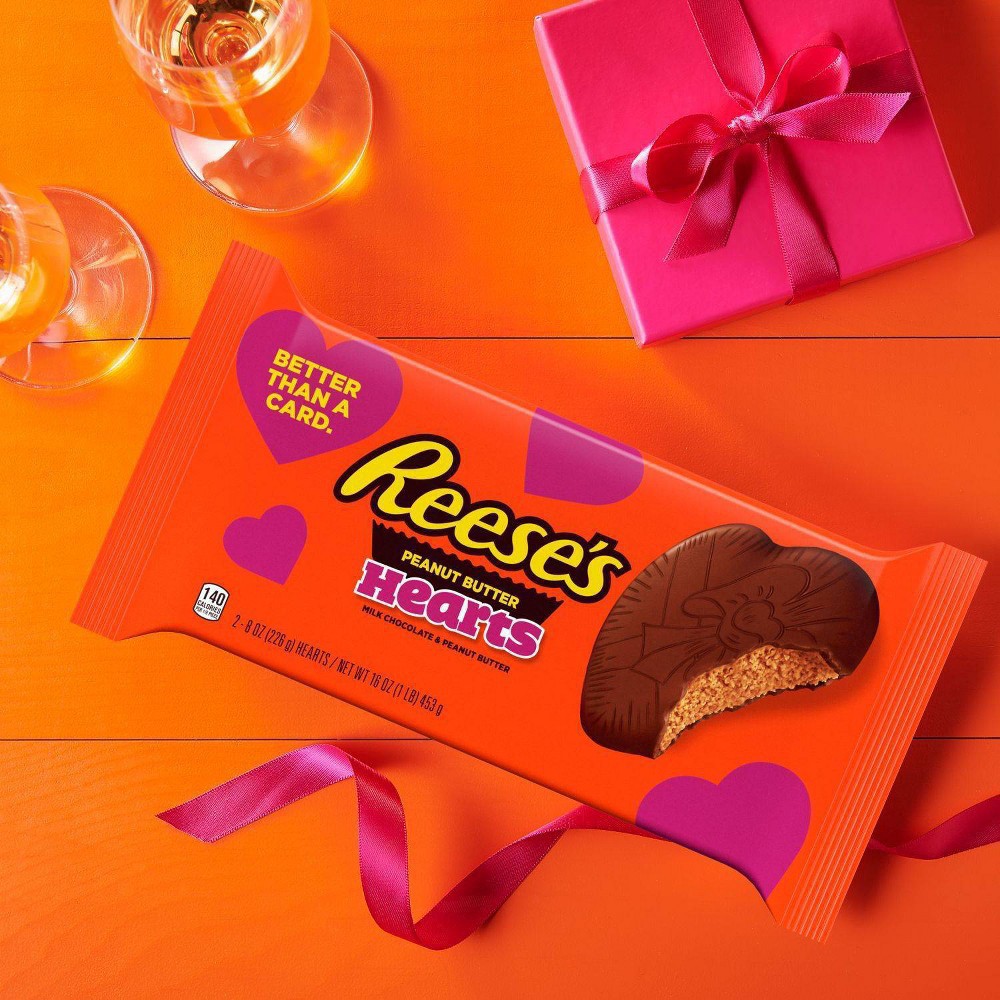 slide 4 of 4, Reese's Milk Chocolate Peanut Butter Hearts, Valentine's Day Candy Pack, 8 oz (2 Count), 8 oz