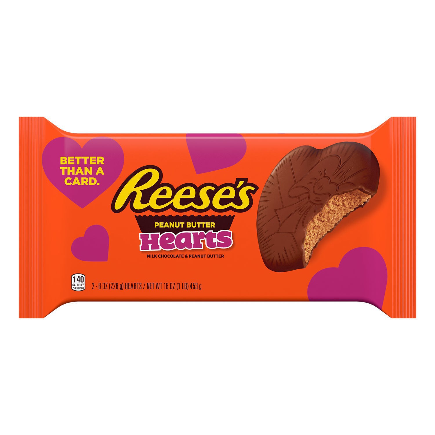 slide 1 of 4, Reese's Milk Chocolate Peanut Butter Hearts, Valentine's Day Candy Pack, 8 oz (2 Count), 8 oz