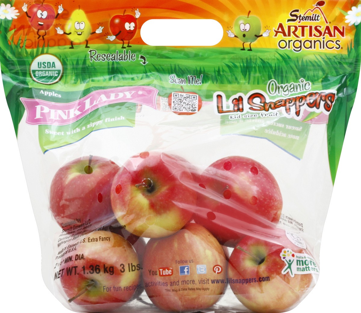 slide 5 of 6, Stemilt Artisan Organics Lil Snappers Kids Size Pink Lady Apples, 48 oz