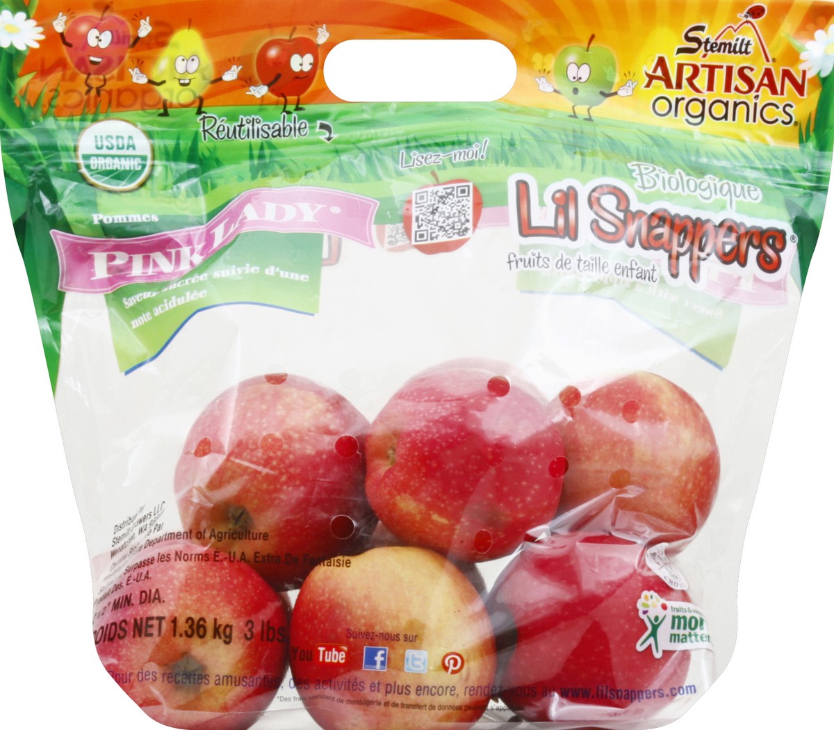 slide 6 of 6, Stemilt Artisan Organics Lil Snappers Kids Size Pink Lady Apples, 48 oz