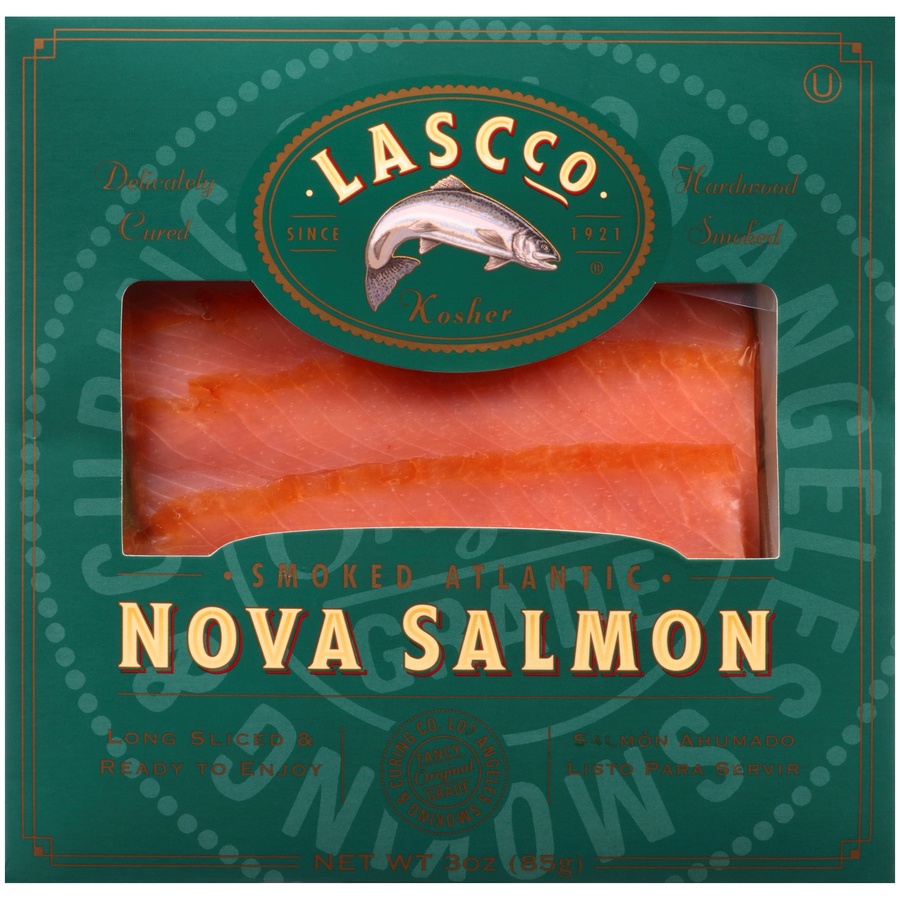 slide 1 of 1, Lascco Nova Sliced Smoked Salmon, 3 oz