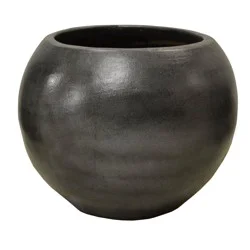 Blue Orange Pottery Large Dark Clay Ball Planter
