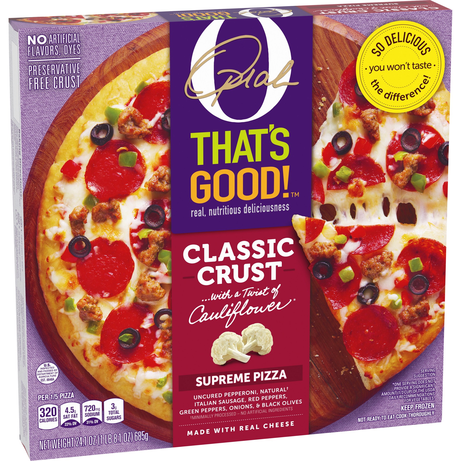 slide 3 of 10, O, That's Good! O That’s Good! Classic Crust Supreme Pizza, 24.1 oz