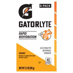 Gatorade Electrolyte Beverage Powder, Orange, Rapid Rehydration, 6 Pack