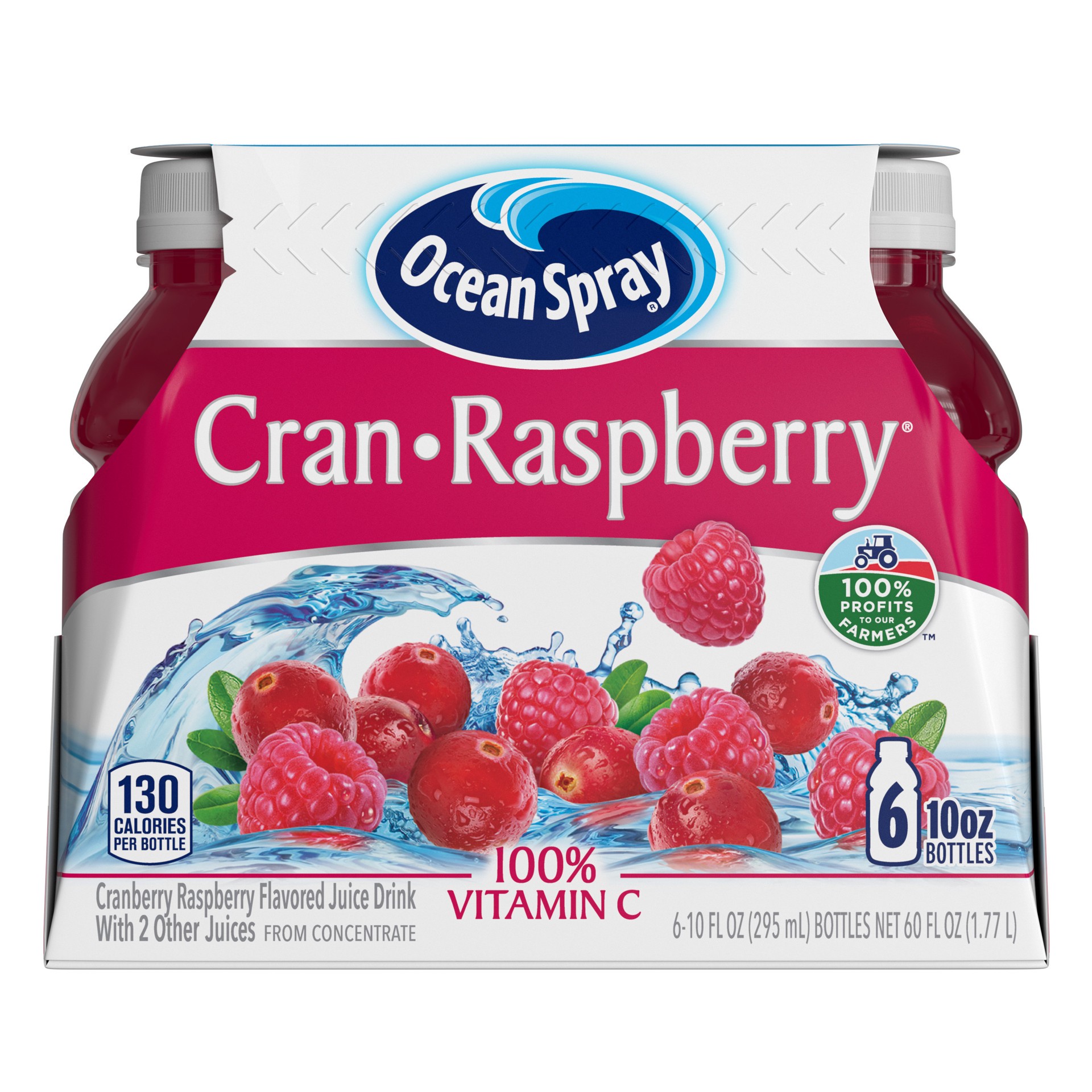 slide 5 of 6, Ocean Spray Cran-Raspberry Cranberry Raspberry Juice Drinks, 10 Fl Oz Bottles, 6 Count, 6 ct; 10 fl oz