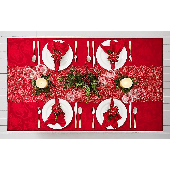 slide 4 of 5, Winter Wonderland Christmas Ribbons Oblong Tablecloth - White, 60 in x 84 in