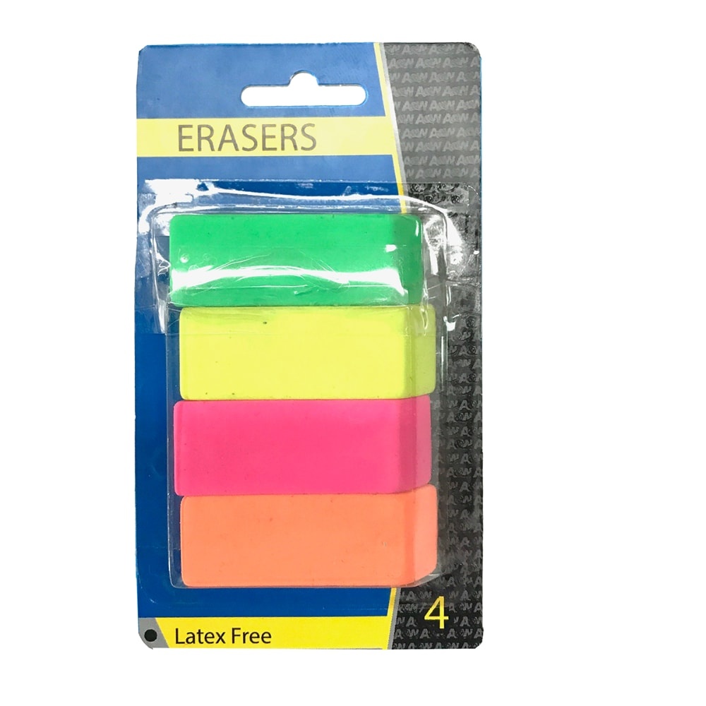 slide 1 of 1, HQ Advance Erasers - Neon, 4 ct