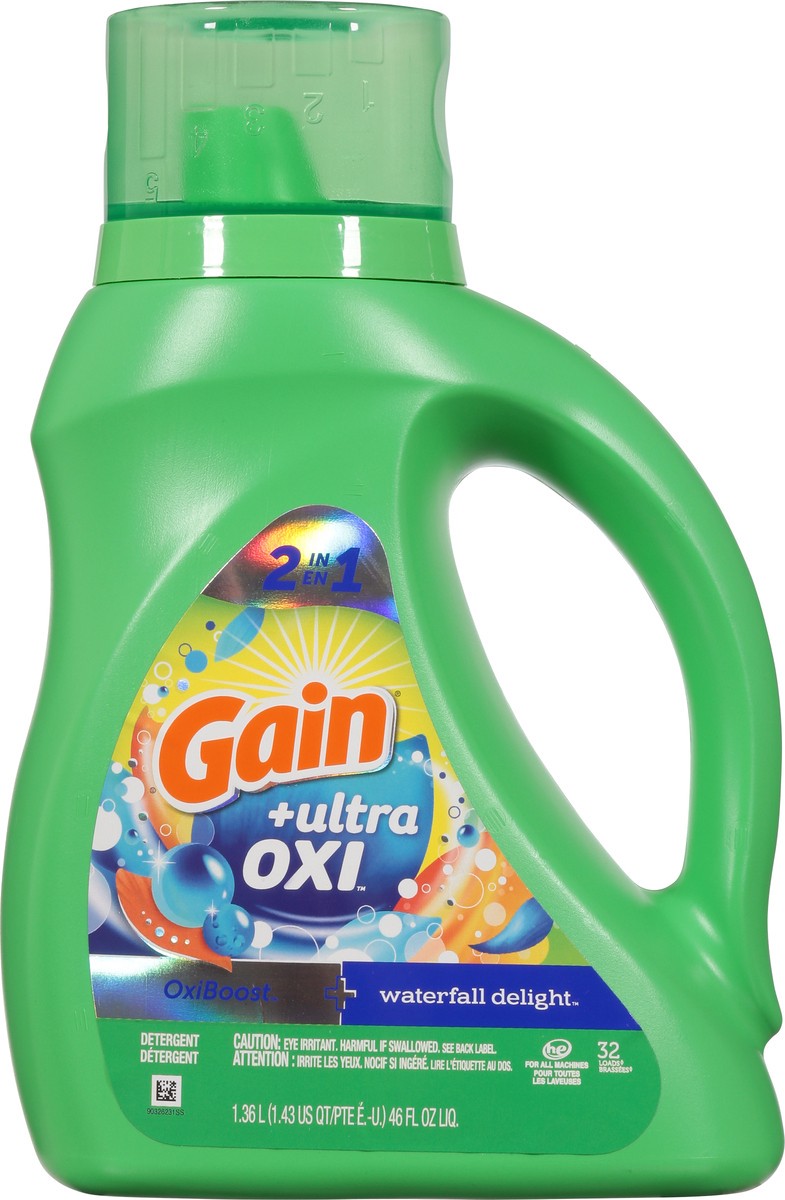 slide 6 of 13, Gain +Ultra Oxi 2 in 1 Oxiboost + Waterfall Delight Detergent 46 fl oz, 46 fl oz