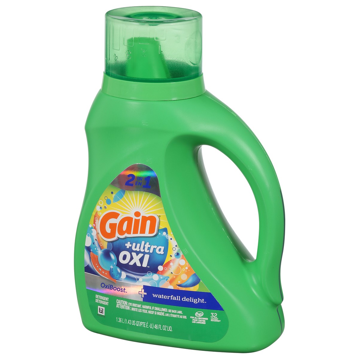 slide 11 of 13, Gain +Ultra Oxi 2 in 1 Oxiboost + Waterfall Delight Detergent 46 fl oz, 46 fl oz