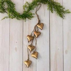 Gold Heart Shaped Bells Door Hanger