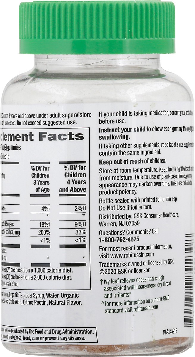 slide 5 of 9, Robitussin Naturals Children's Cough Relief 30 Gummies, 30 ct