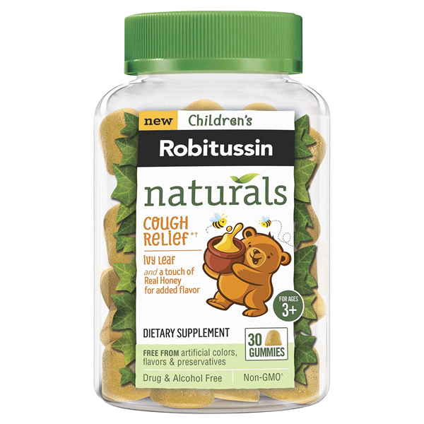 slide 1 of 1, Robitussin Children's Naturals Cough Relief Honey & Ivy Leaf Gummies, 30 ct