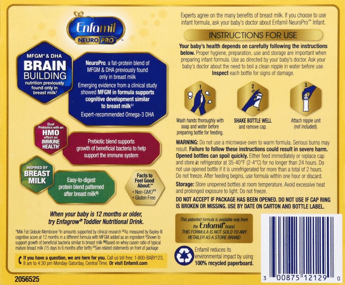 slide 11 of 13, Enfamil NeuroPro Milk-Based with Iron Infant Formula 6 ea, 6 ct; 2 fl oz