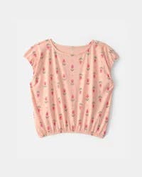 Oshkosh Girls Floral Short-Sleeve Top - Peach