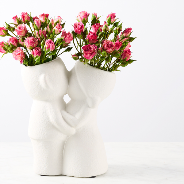 slide 1 of 1, 9" Kissing Couple Vase, 1 ct