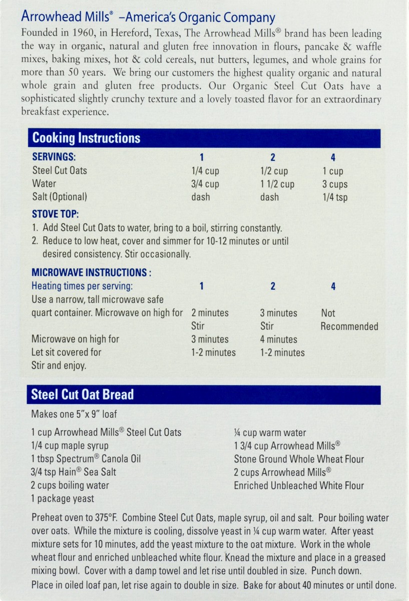 slide 2 of 9, Arrowhead Mills Steel Cut Oats Organic Hot Cereal, 24 oz