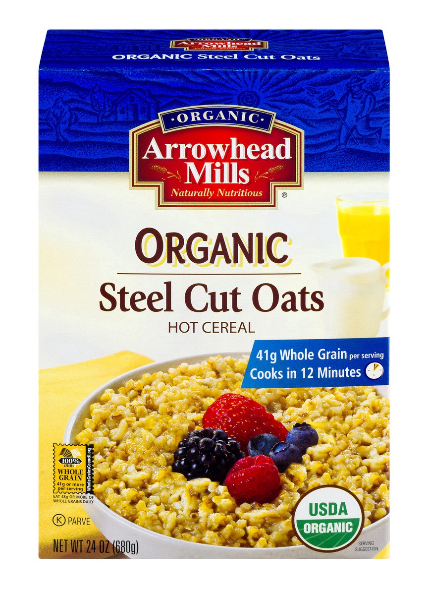 slide 1 of 9, Arrowhead Mills Steel Cut Oats Organic Hot Cereal, 24 oz