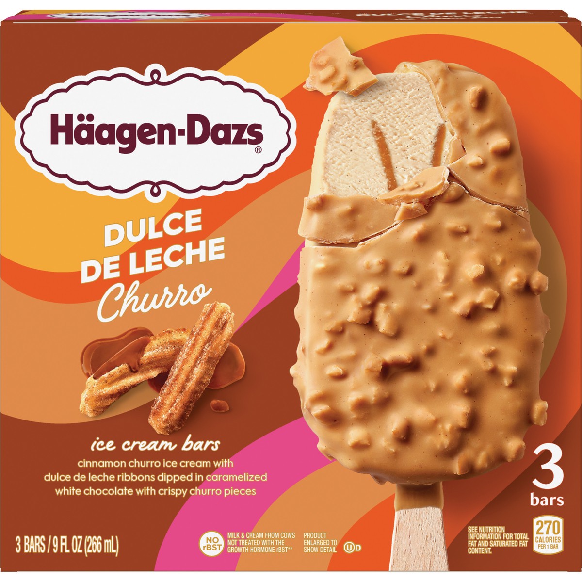 slide 1 of 5, Häagen-Dazs Haagen Dazs Dulce de Leche Churro Ice Cream Bars, 3 Count, 3 ct