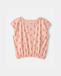Oshkosh Girls Floral Short-Sleeve Top - Peach 7
