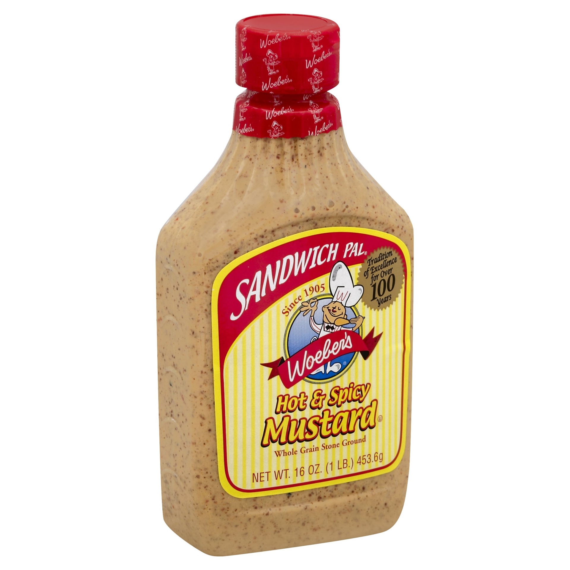 slide 1 of 1, Woeber's Woebers Mustard Hot &Spicy, 16 oz