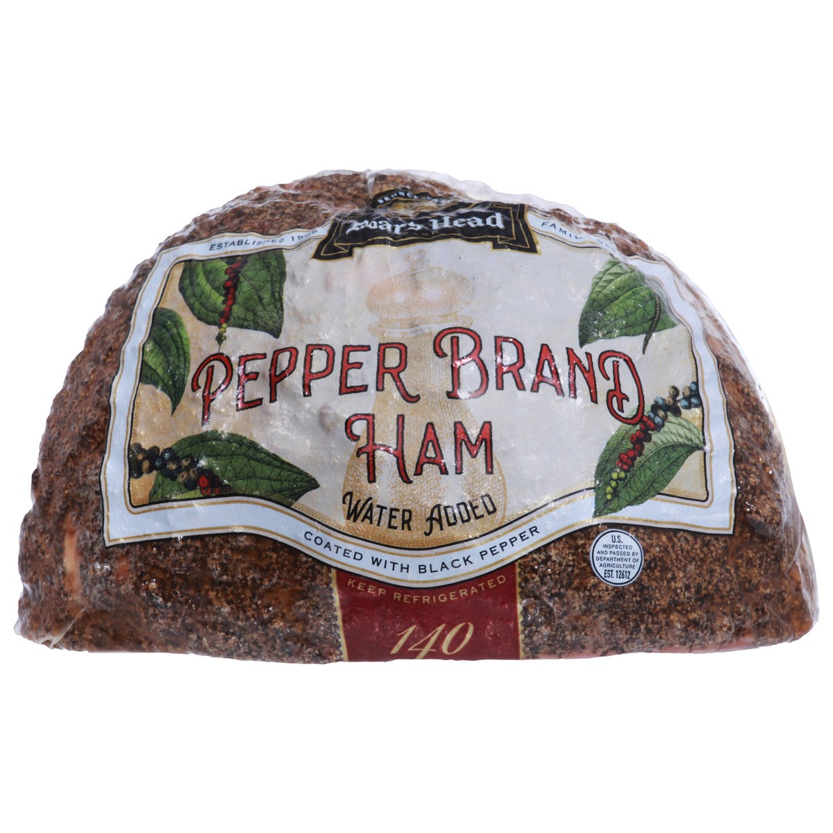 slide 1 of 9, Boar's Head Water Added Pepper Brand Ham 1 ea, per lb