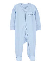 Carter's Baby Dog Pocket 2-Way Zip Ribbed Sleep & Play Pajamas - Blue - 9M