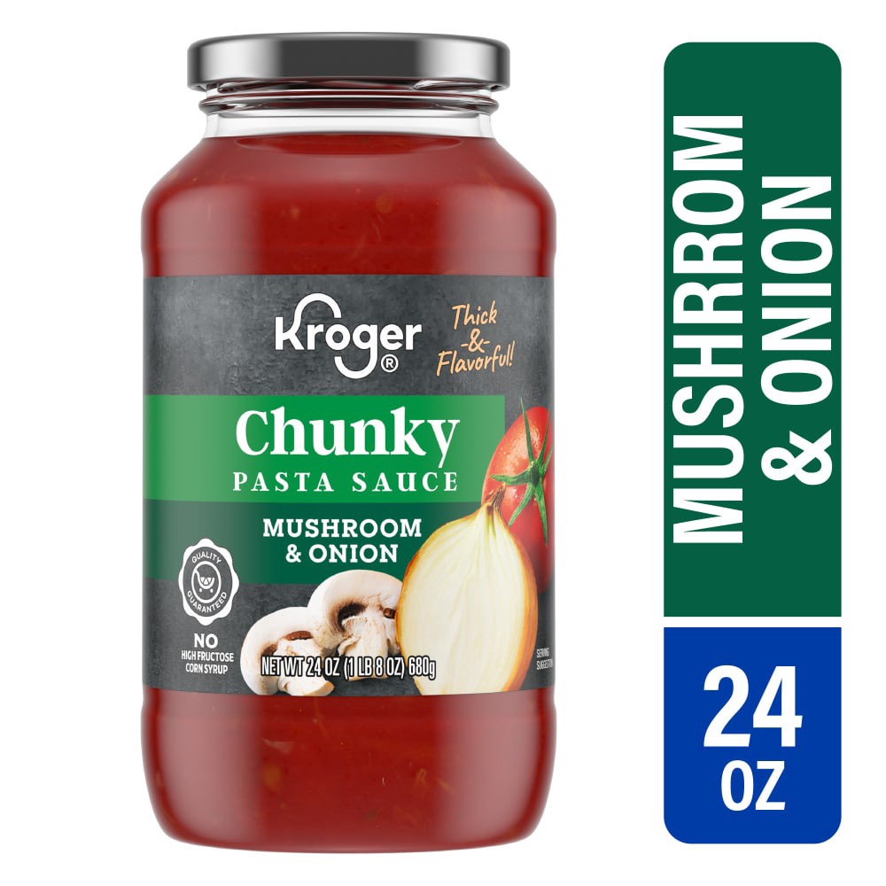 slide 1 of 5, Kroger Chunky Mushroom Onion Pasta Sauce, 24 oz