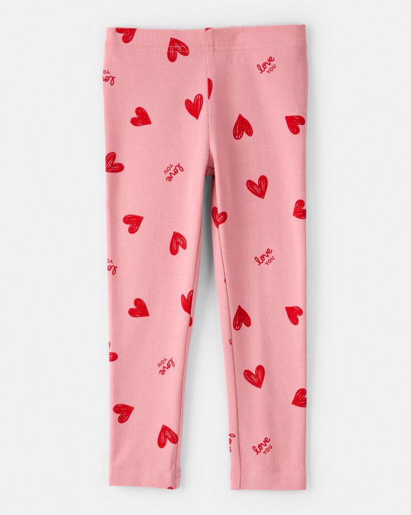 slide 2 of 3, Carters Toddler Girl Heart Pull-On Stretch Leggings - Pink Pink 5T, 1 ct