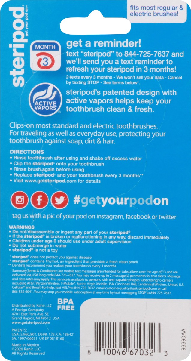 slide 9 of 9, Steripod 2 Pack Toothbrush Protector 2 ea, 2 ct