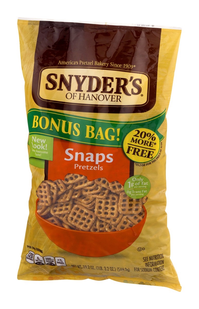 slide 4 of 9, Snyder's of Hanover Snaps Pretzels Bonus Bag, 19.2 oz