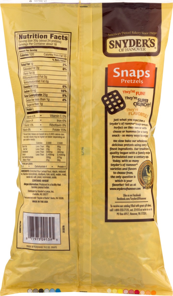 slide 9 of 9, Snyder's of Hanover Snaps Pretzels Bonus Bag, 19.2 oz