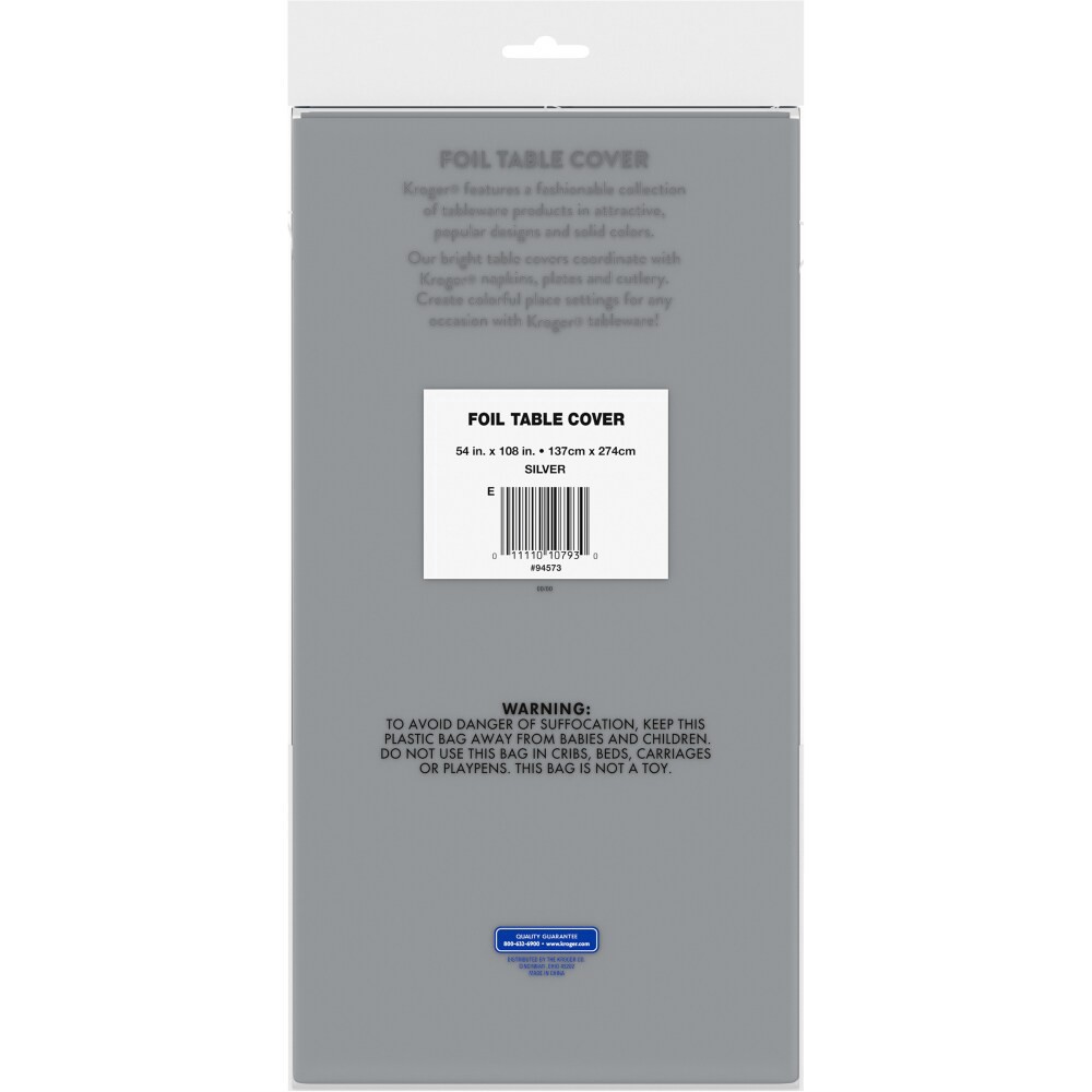 slide 2 of 2, Kroger Foil Table Cover - Silver, 1 ct