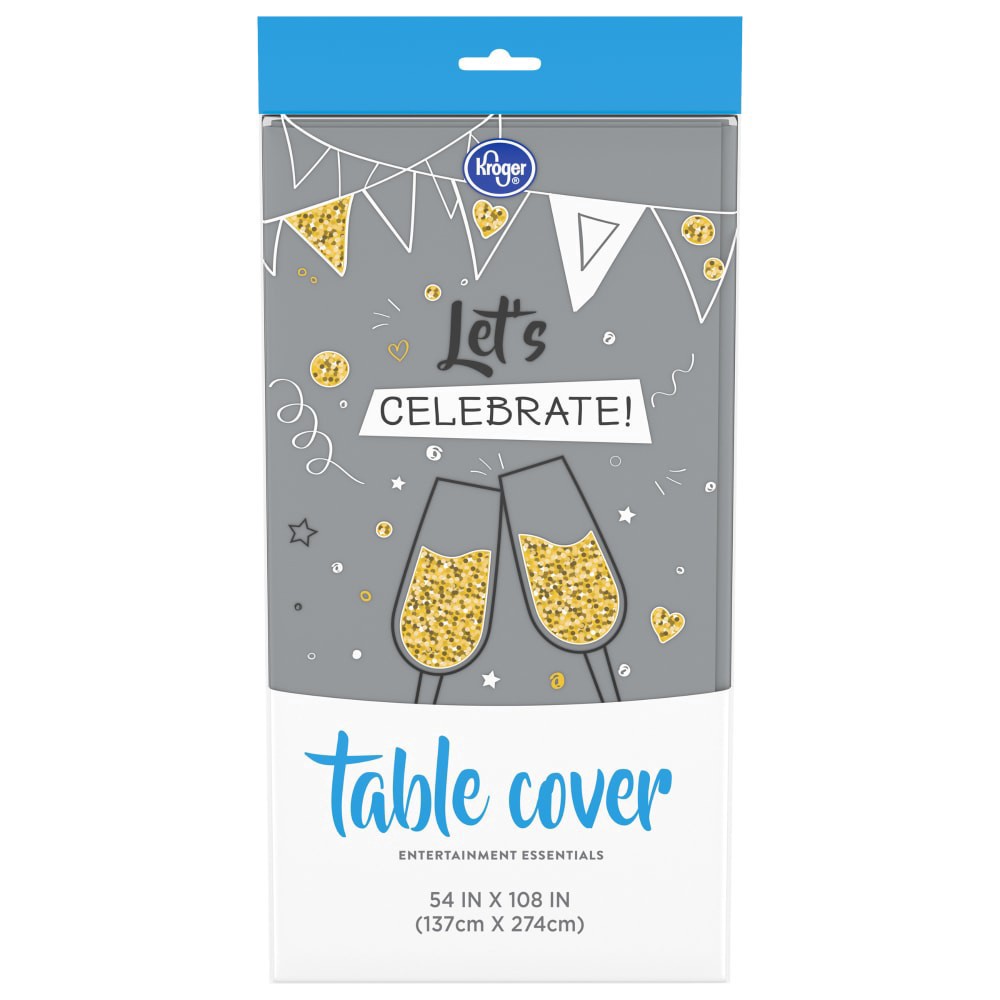 slide 1 of 2, Kroger Foil Table Cover - Silver, 1 ct