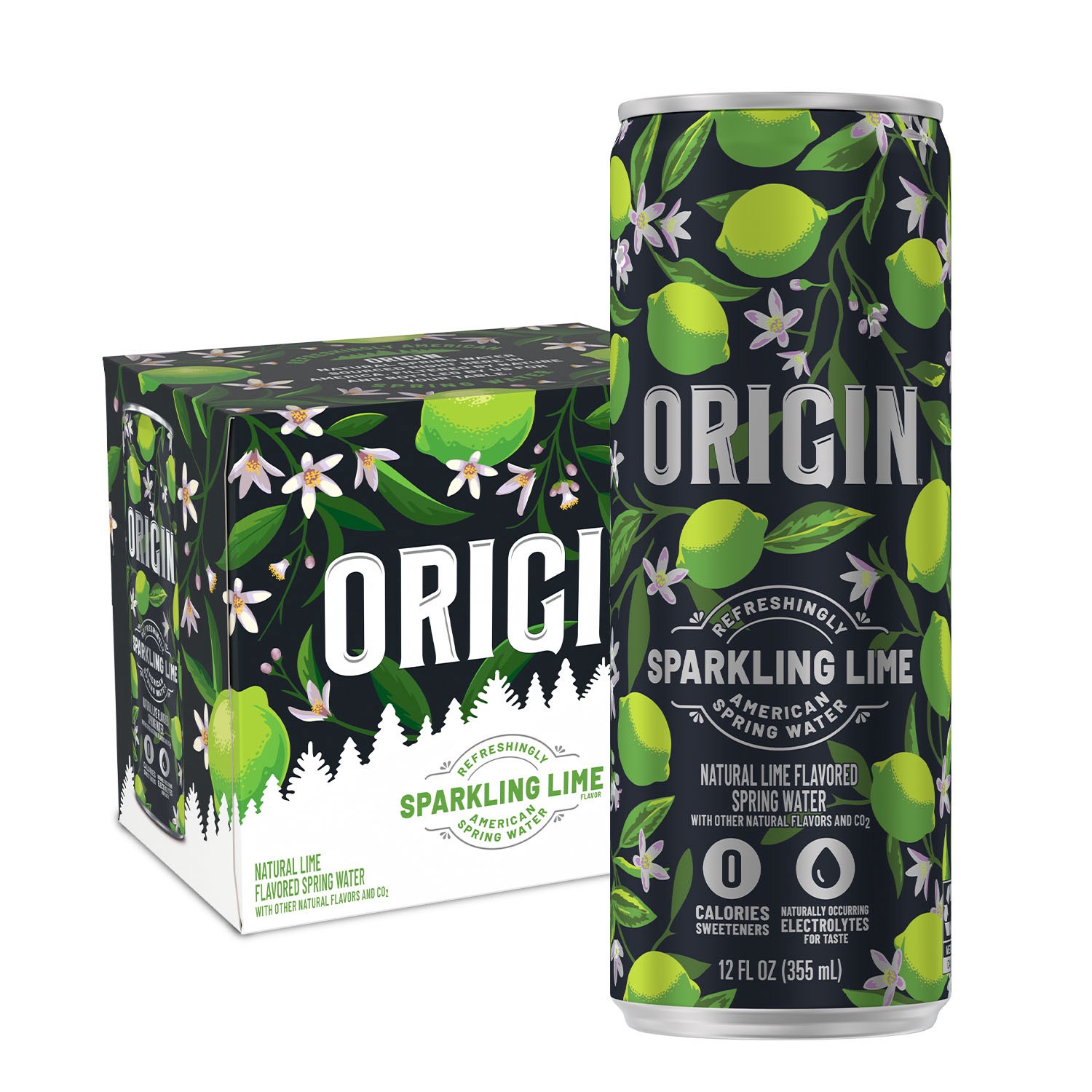 slide 5 of 5, ORIGIN Organic & Non-GMO Lime Flavor Sparkling Water, 12 Fl Oz, Recyclable Aluminum Cans (6 Count), 12 oz