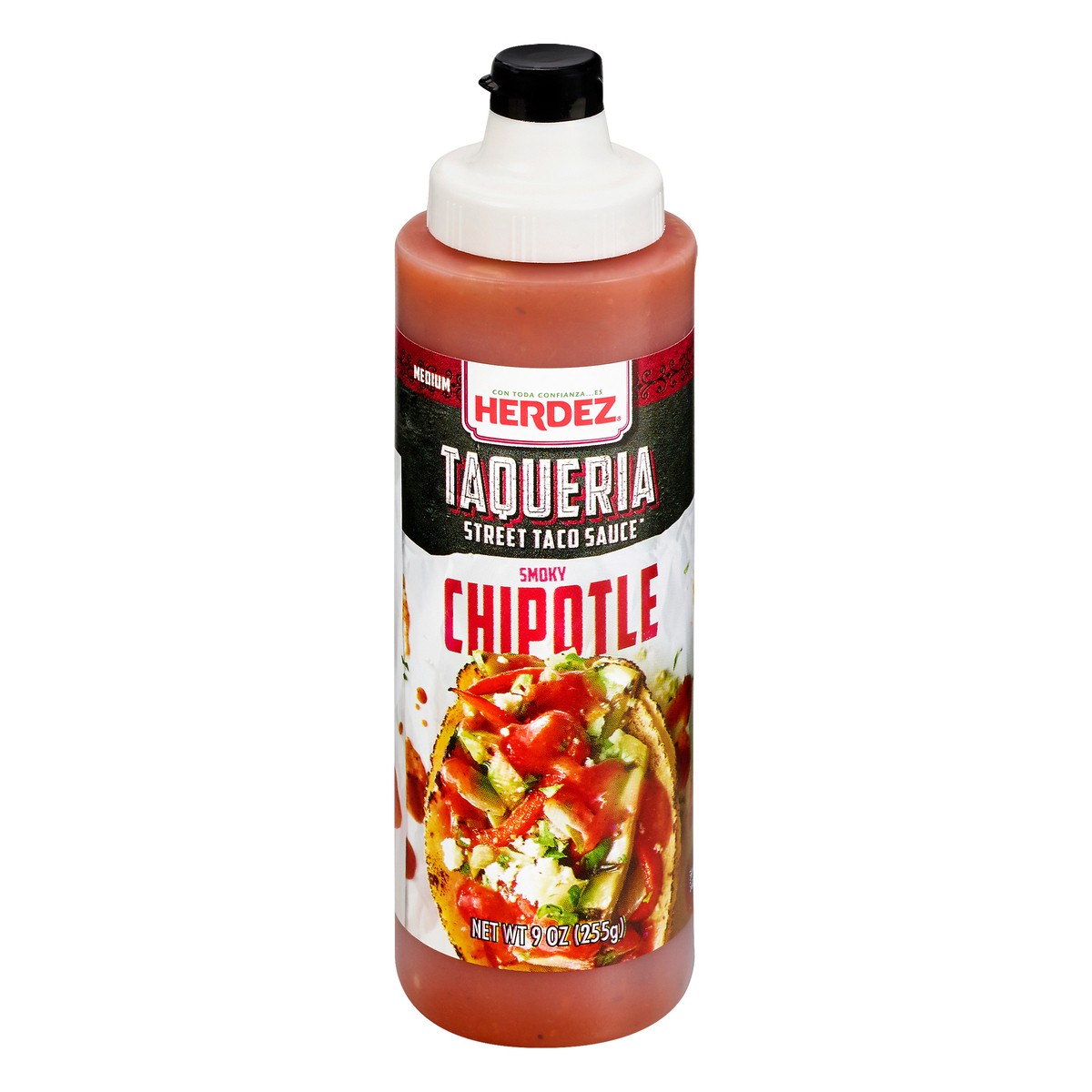 slide 9 of 11, Herdez Medium Smoky Chipotle Taqueria Street Taco Sauce 9 oz. Squeeze Bottle, 9 oz