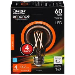Feit Electric Bulbs, Soft White, LED, 60 Watts, 4 Pack